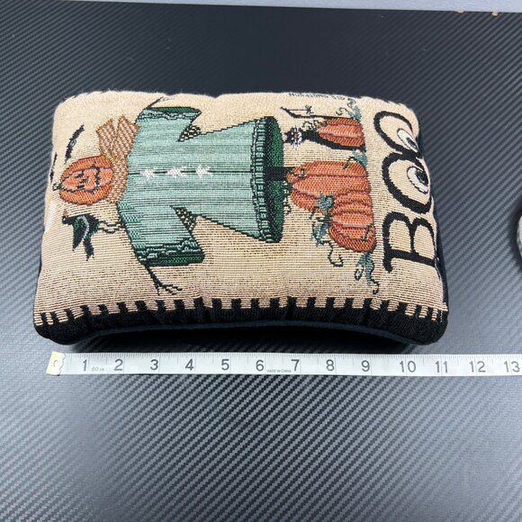 Halloween Scarecrow Decorative Pillow With Pumpkins Cats & Boo Text Design - Picture 6 of 9